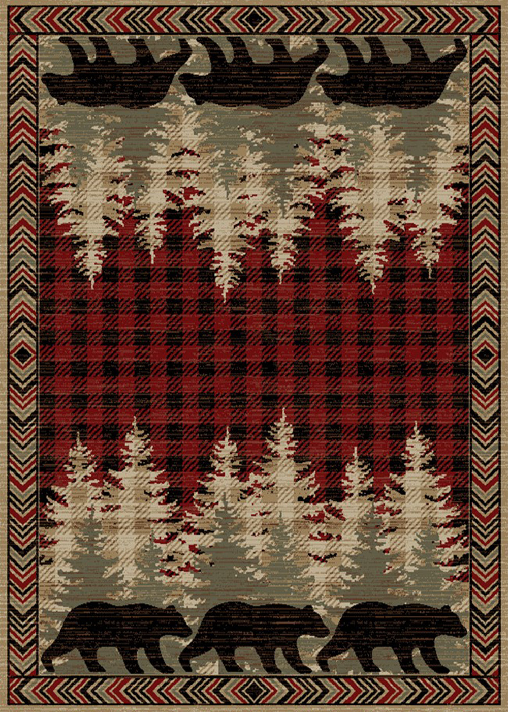 Mayberry Rugs American Destination Blowing Rock Red Area Rug – Rustic Lodge Rug Mayberry Rug