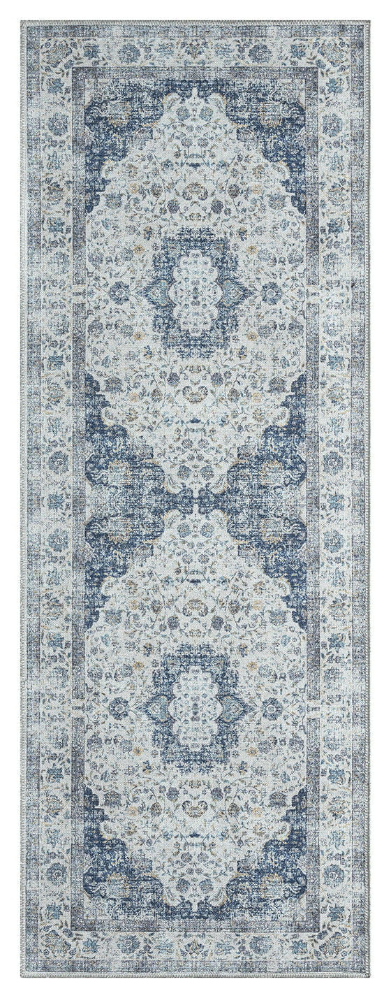 Mayberry Rugs Vintage Lisbon Cream Navy Area Rug – Distressed Traditional Rug Mayberry Rug