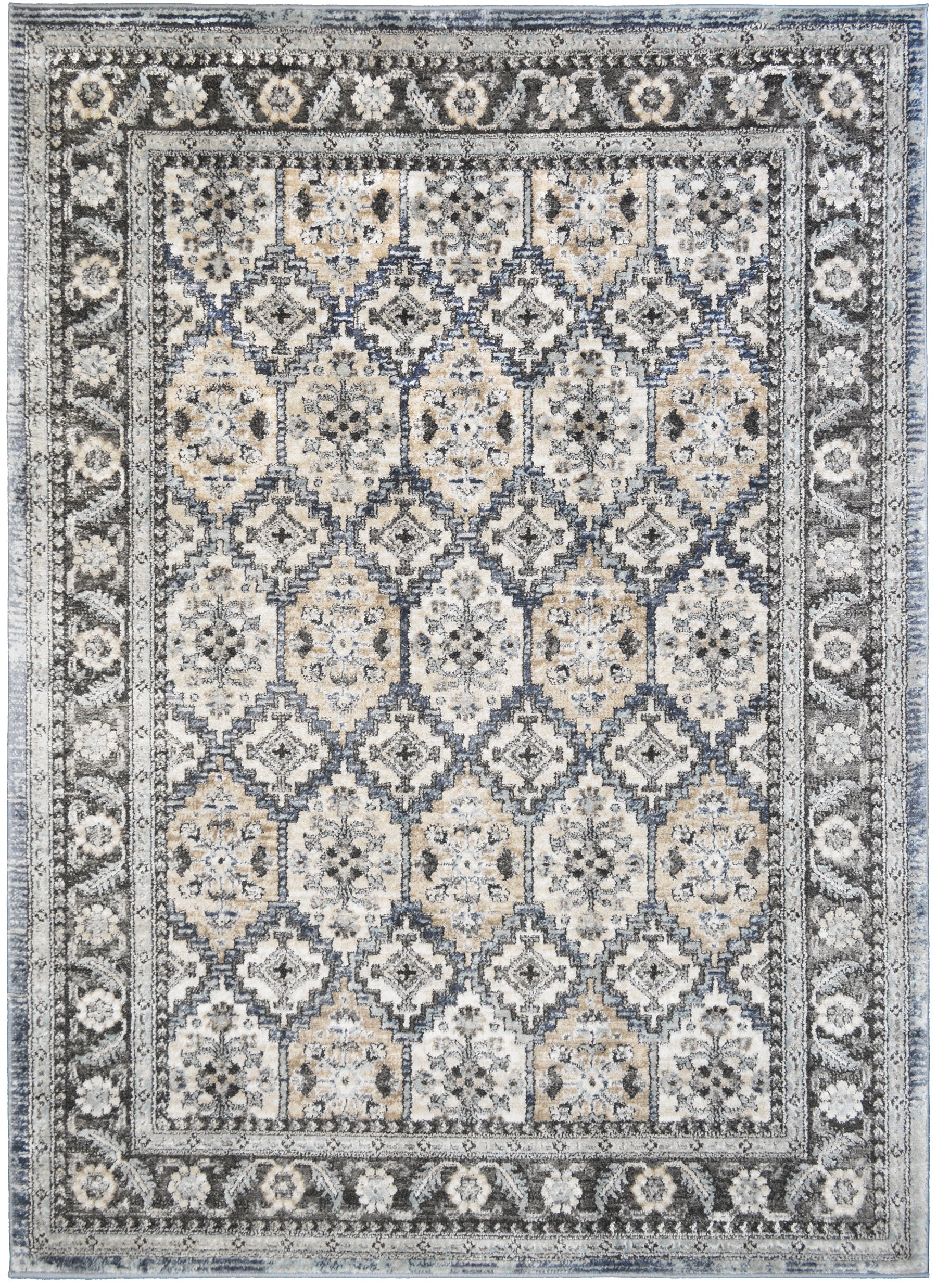 Mayberry Rugs Firenze Stately Blue Area Rug – Traditional Ornate Rug Mayberry Rug