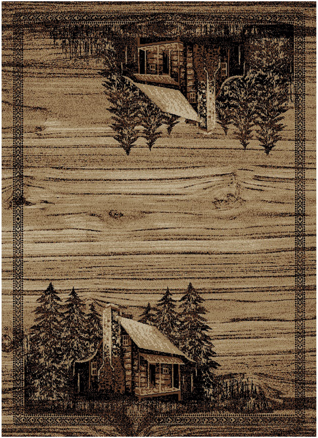 Mayberry Rugs American Destination Rocky Bottom Brown – Rustic Lodge Area Rug Mayberry Rug