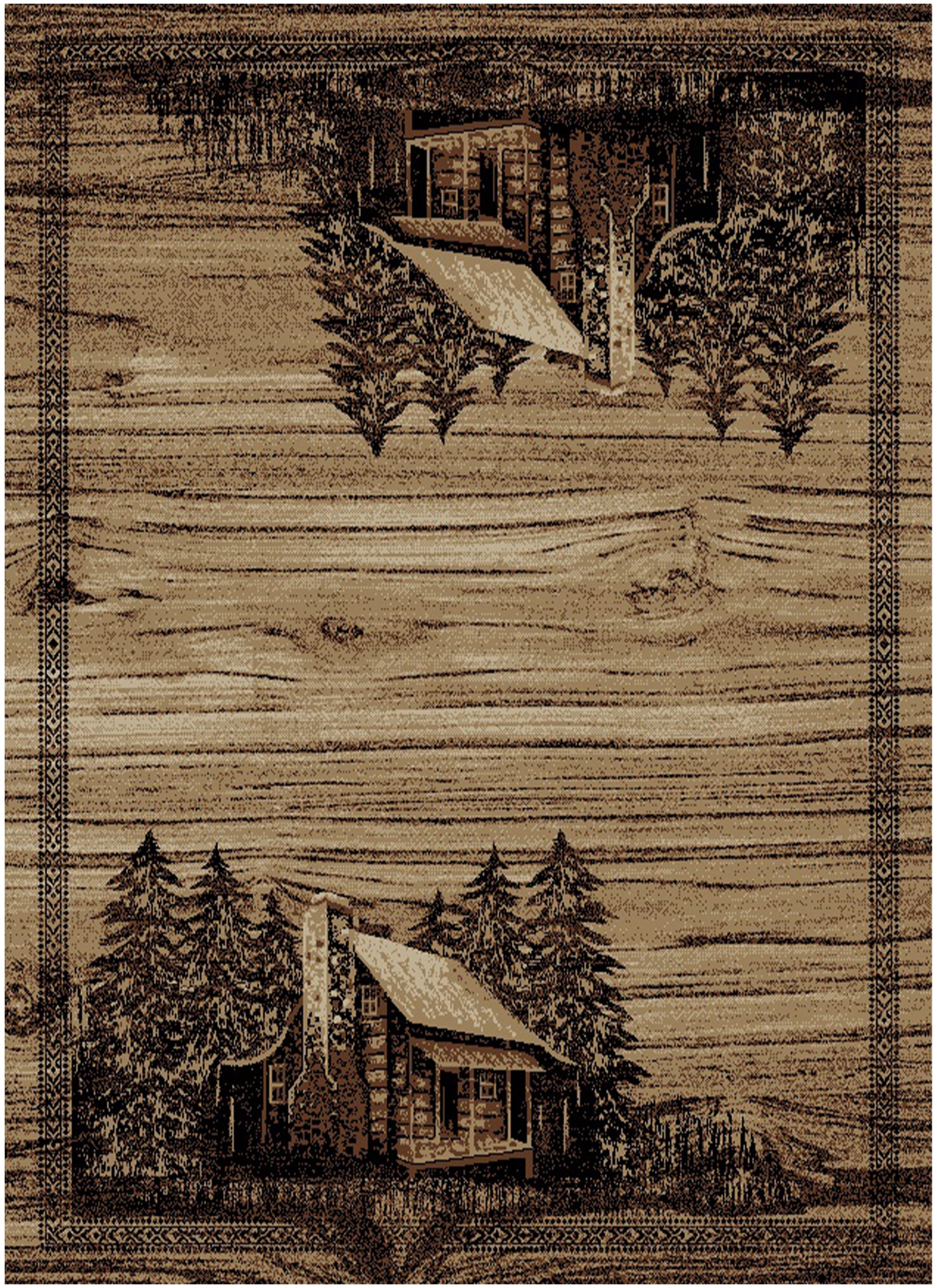 Mayberry Rugs American Destination Rocky Bottom Brown – Rustic Lodge Area Rug Mayberry Rug