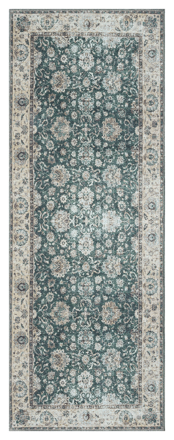 Mayberry Rugs Vintage Thebes Green Area Rug – Distressed Traditional Rug Mayberry Rug