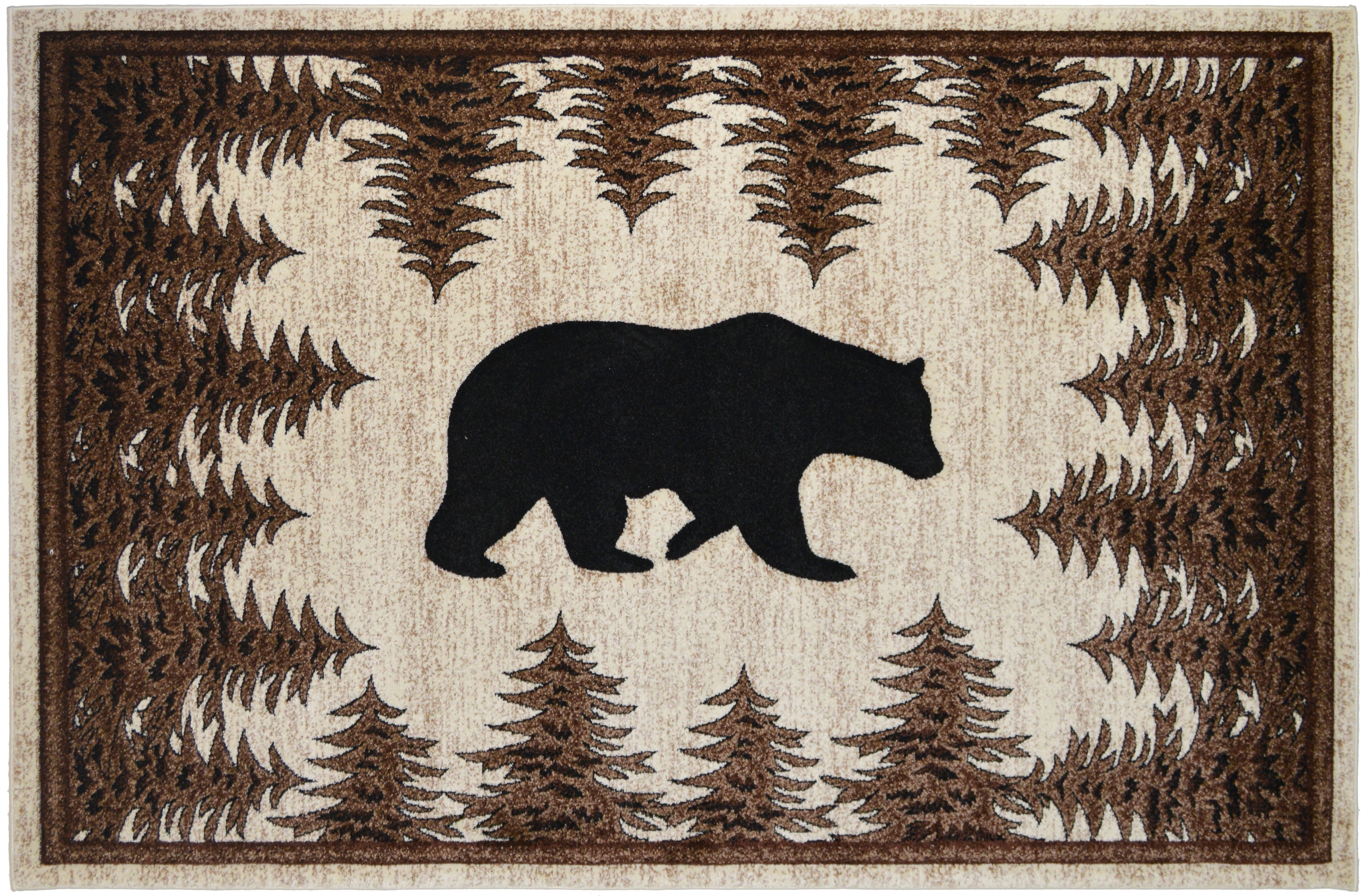 Mayberry Rugs Tacoma Tranquil Bear Multi Area Rug – Rustic Cabin Lodge Rug Mayberry Rug