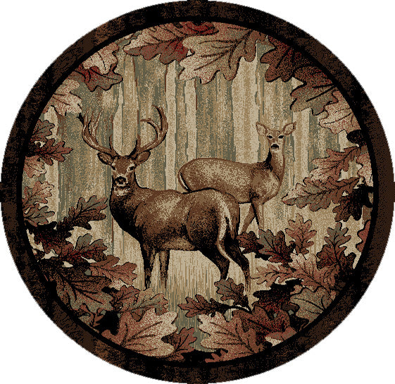 Mayberry Rugs American Destination Whitetail Woods Multi Area Rug – Rustic Lodge Rug Mayberry Rug