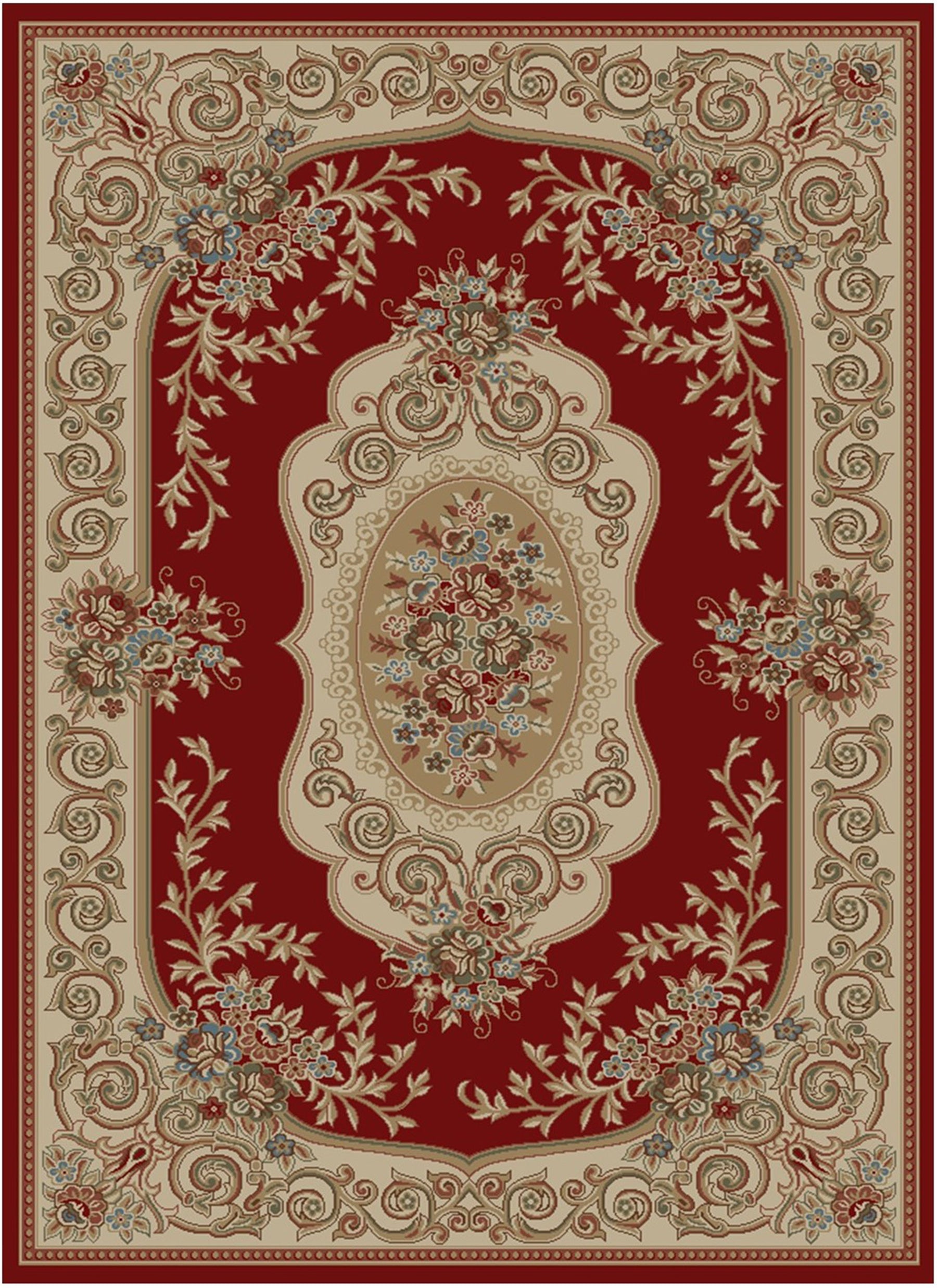 Mayberry Rugs Home Town Lyon Claret Ivory Area Rug – Traditional Home Decor Rug Mayberry Rug