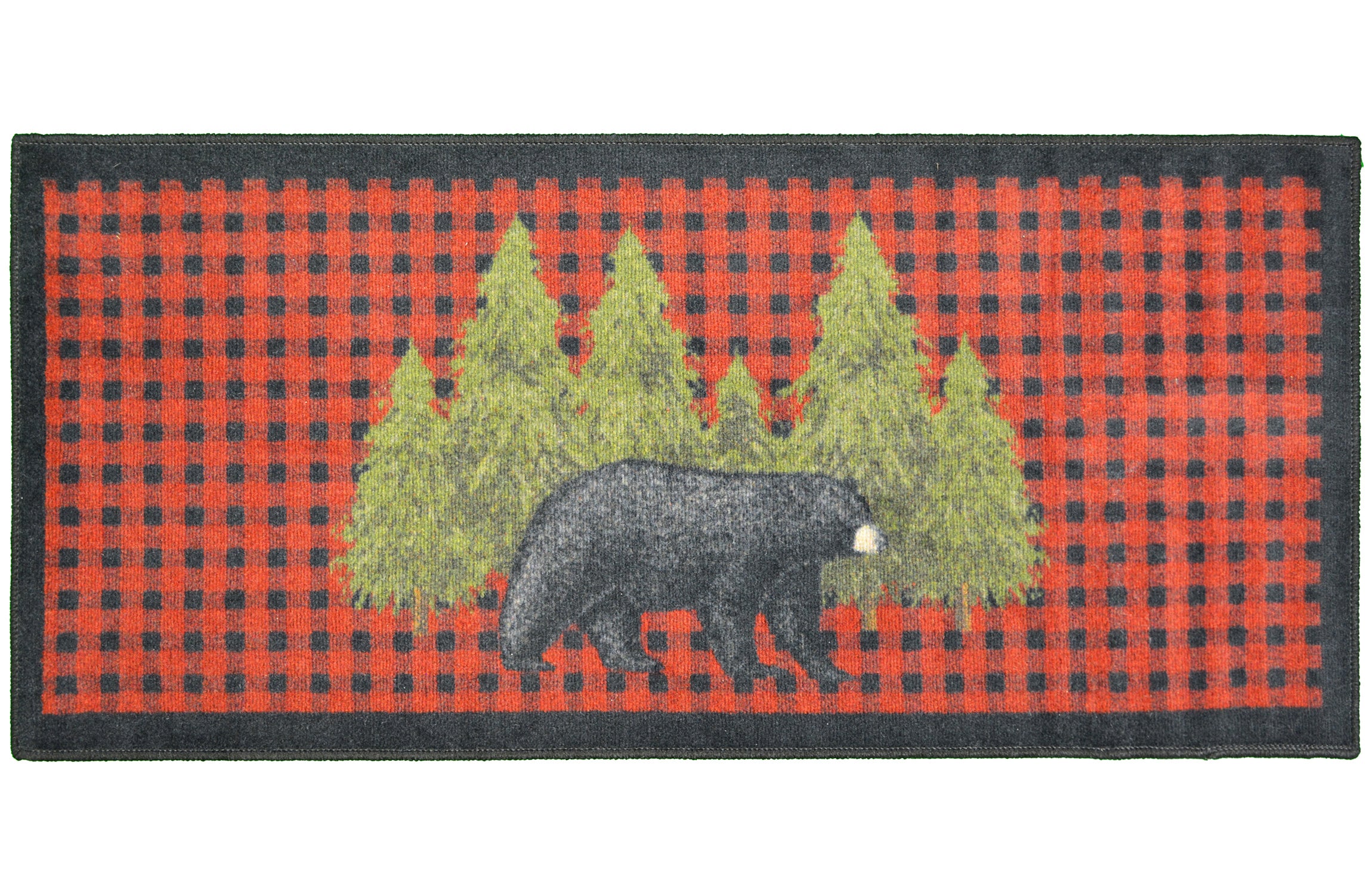 Mayberry Rugs Cozy Cabin Pine Bear Red Area Rug – Rustic Cabin Lodge Rug Mayberry Rug