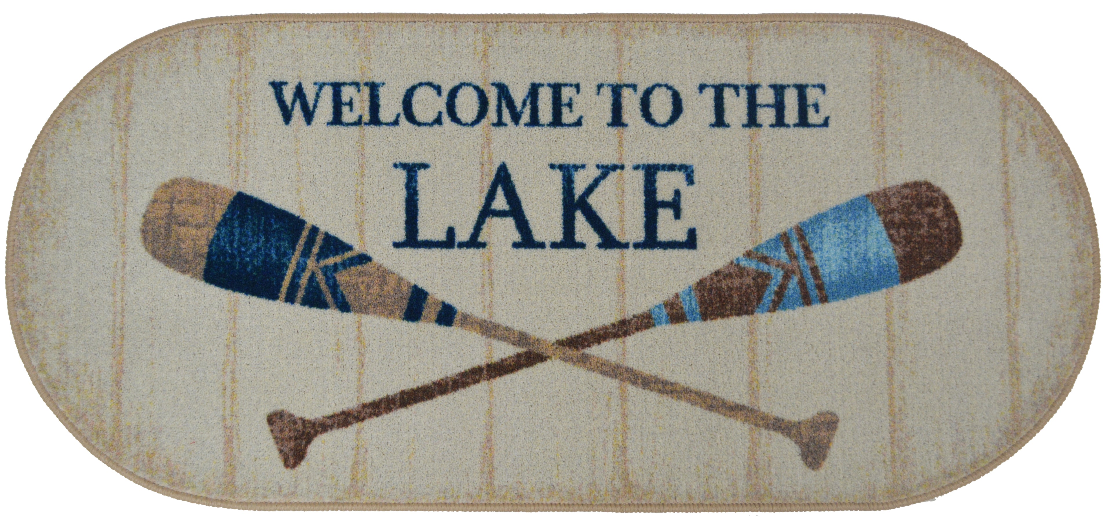 Mayberry Rugs Cozy Cabin Welcome to the Lake Beige Area Rug – Rustic Cabin Lodge Rug Mayberry Rug