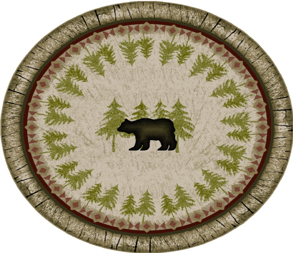 Mayberry Rugs Cozy Cabin Birch Bear Beige Area Rug – Rustic Cabin Lodge Rug Mayberry Rug