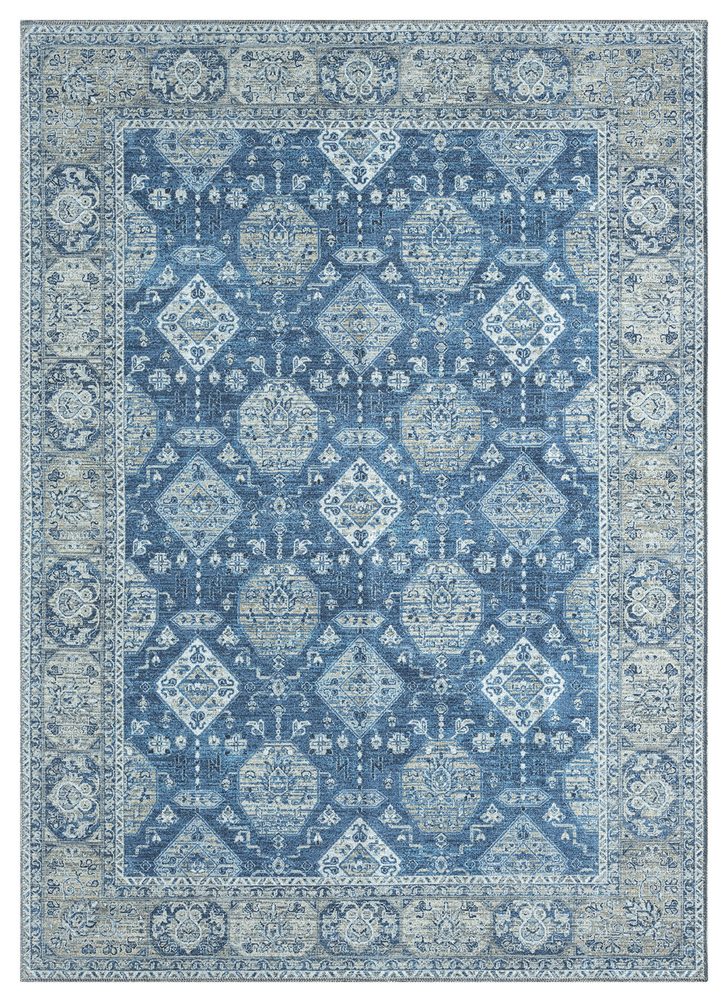 Mayberry Rugs Vintage Damascus Navy Area Rug – Distressed Traditional Rug Mayberry Rug