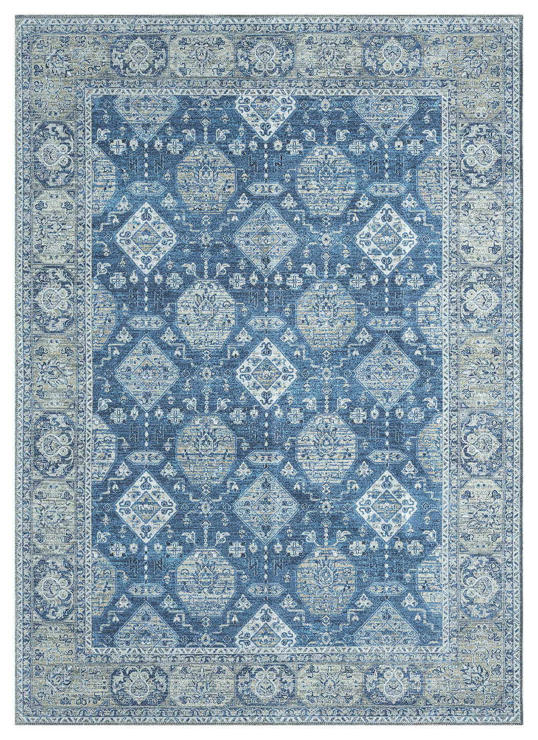 Mayberry Rugs Vintage Damascus Navy Area Rug – Distressed Traditional Rug Mayberry Rug