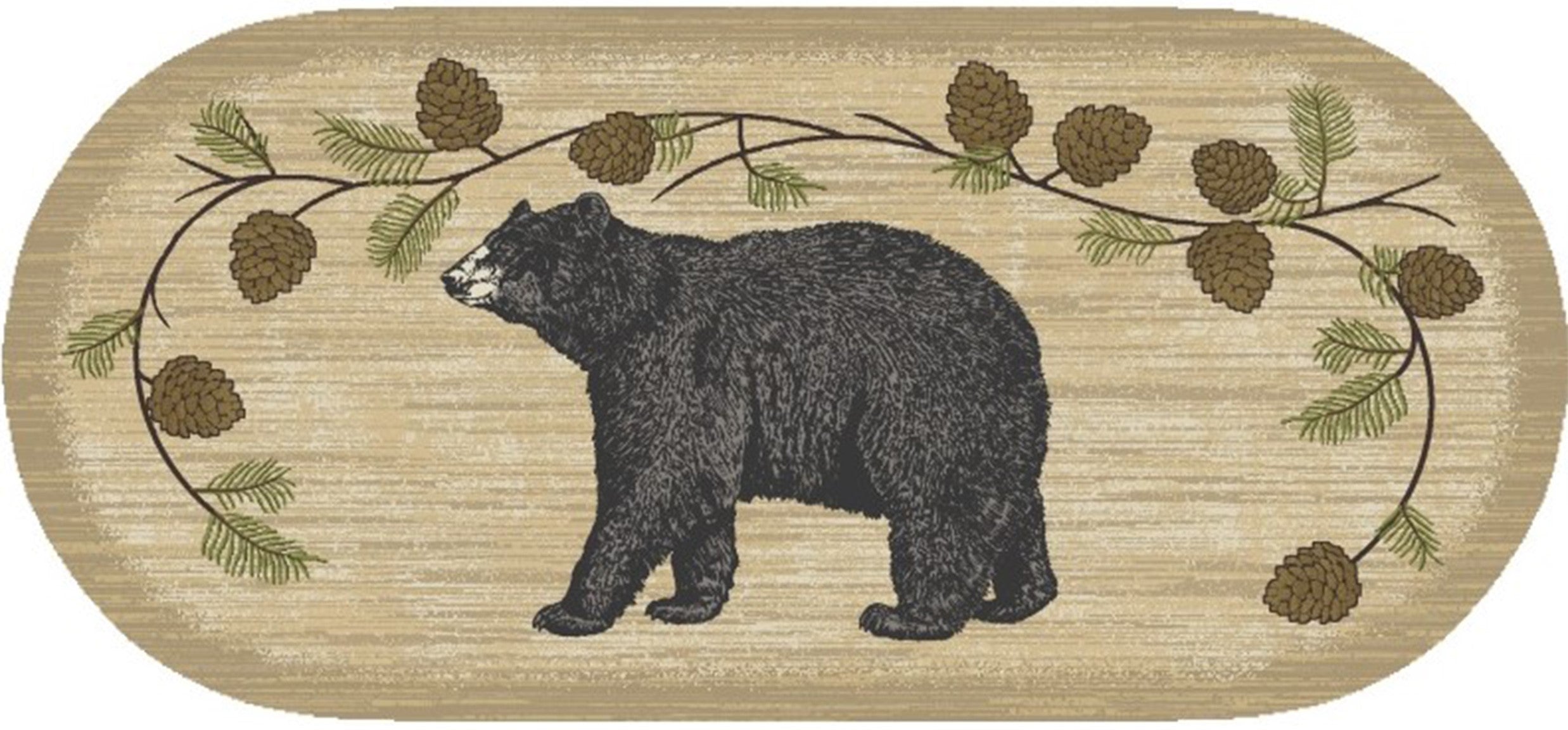 Mayberry Rugs Cozy Cabin Bear Sighting Beige Area Rug – Rustic Cabin Lodge Rug Mayberry Rug