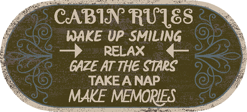 Mayberry Rugs Cozy Cabin Rules Brown Area Rug – Rustic Cabin Lodge Rug Mayberry Rug