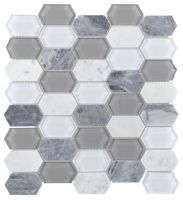Montage Elongate Hex Marble Mosaic 12.5 x 13.25 Elysium