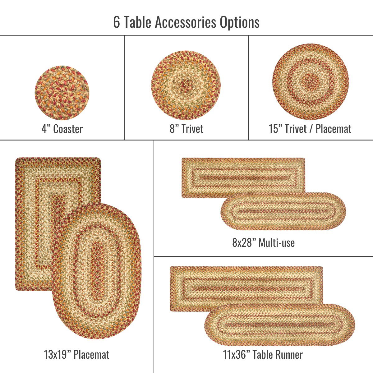 10x15 Harvest TbMt Oval Set of 4 Homespice Rugs