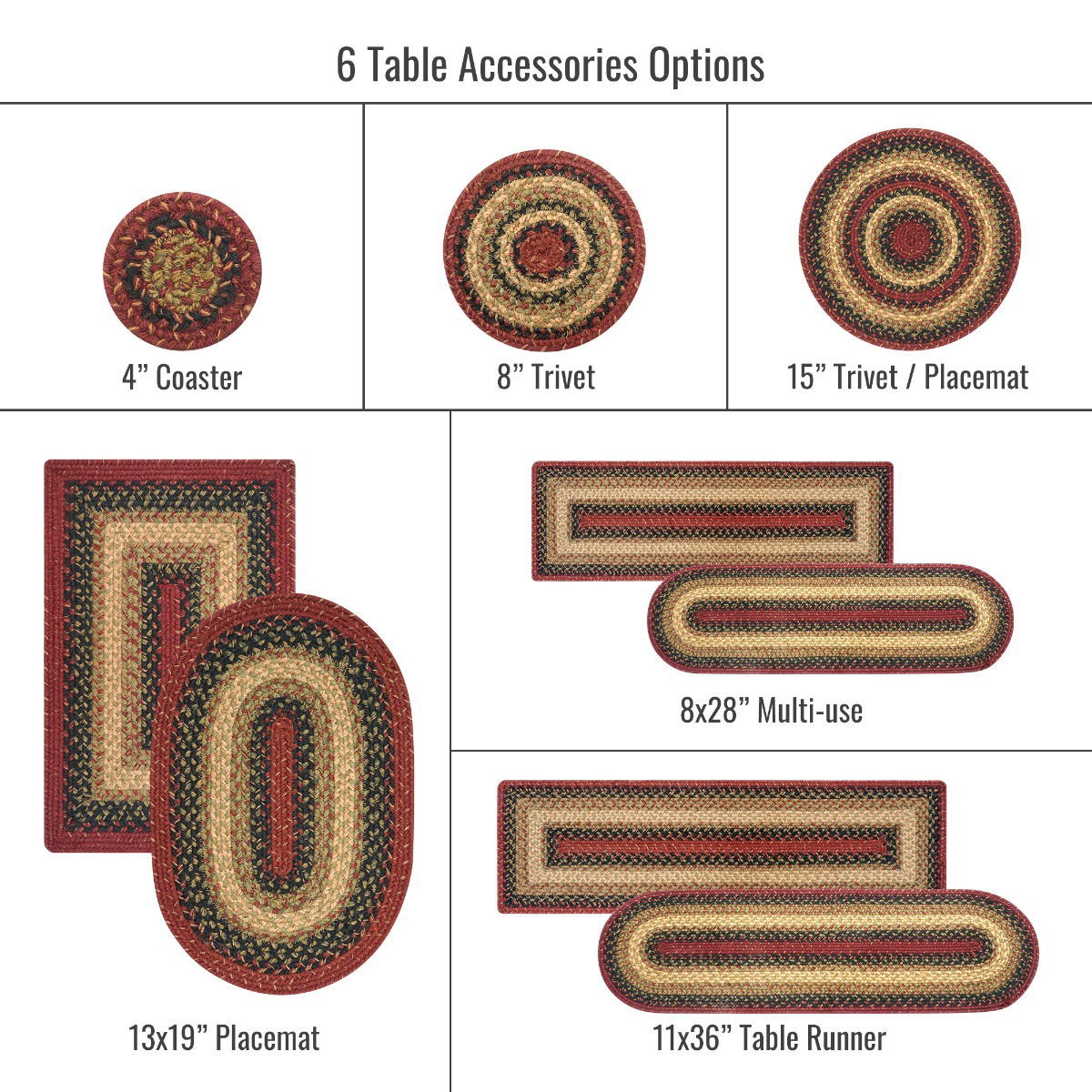 4 IN Highland Coaster Set of 6 Homespice Rugs