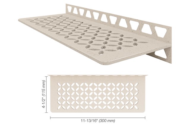 Schluter-SHELF-W Rectangular Wall Shelf for Tile Shower in Floral Schluter