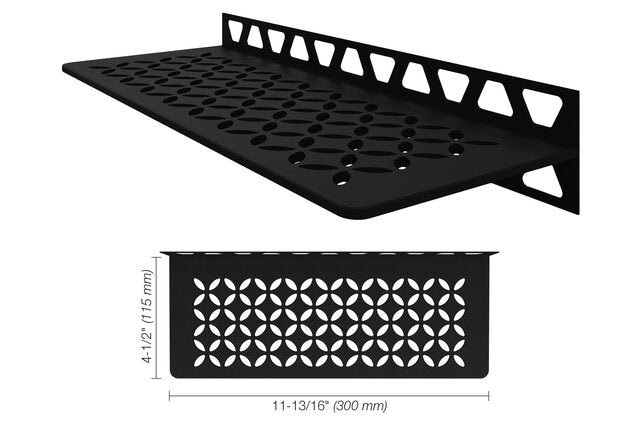 Schluter-SHELF-W Rectangular Wall Shelf for Tile Shower in Floral Schluter