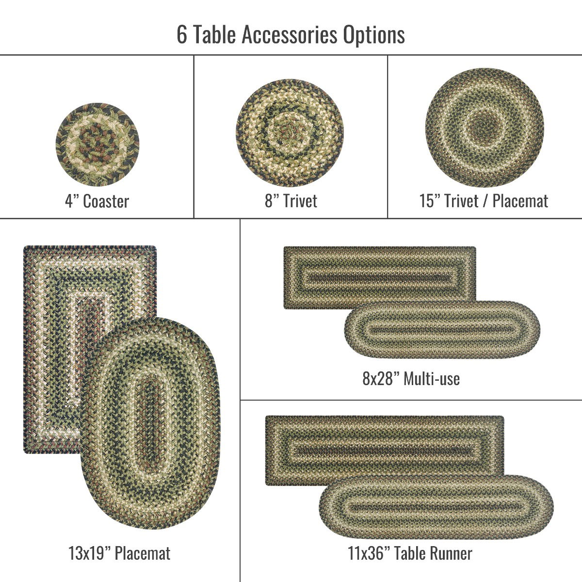 13x19 Pinecone PcMt Oval Set of 4 Homespice Rugs