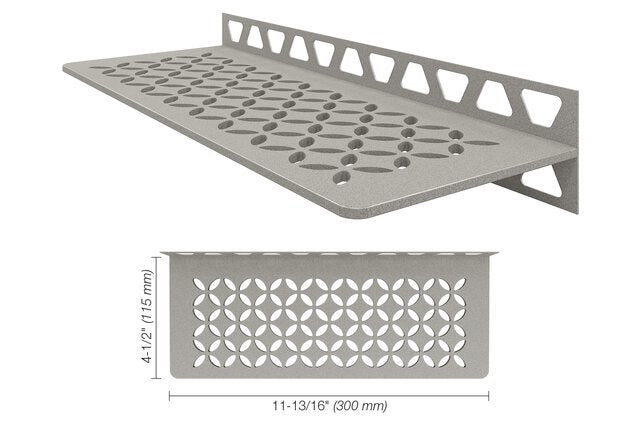 Schluter-SHELF-W Rectangular Wall Shelf for Tile Shower in Floral Schluter